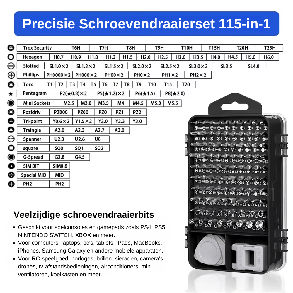 Precisie Schroevendraaierset 115-in-1