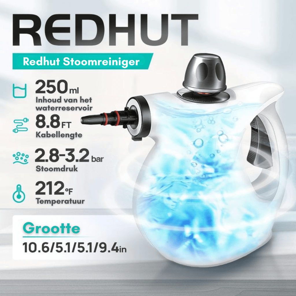 RedHut™ – Draagbare stoomreiniger met 12 opzetstukken voor keuken, badkamer & huishouden
