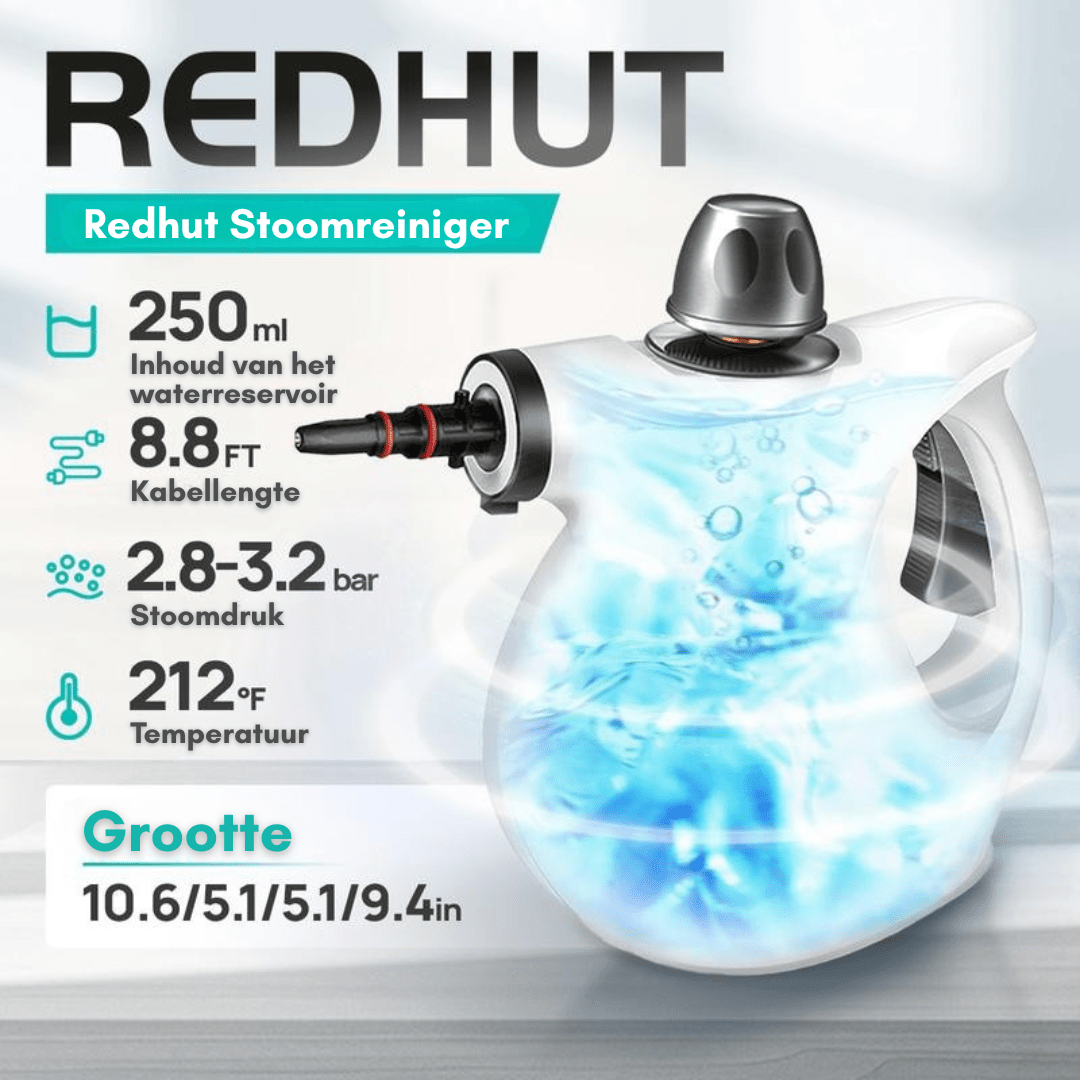 RedHut™ – Draagbare stoomreiniger met 12 opzetstukken voor keuken, badkamer & huishouden