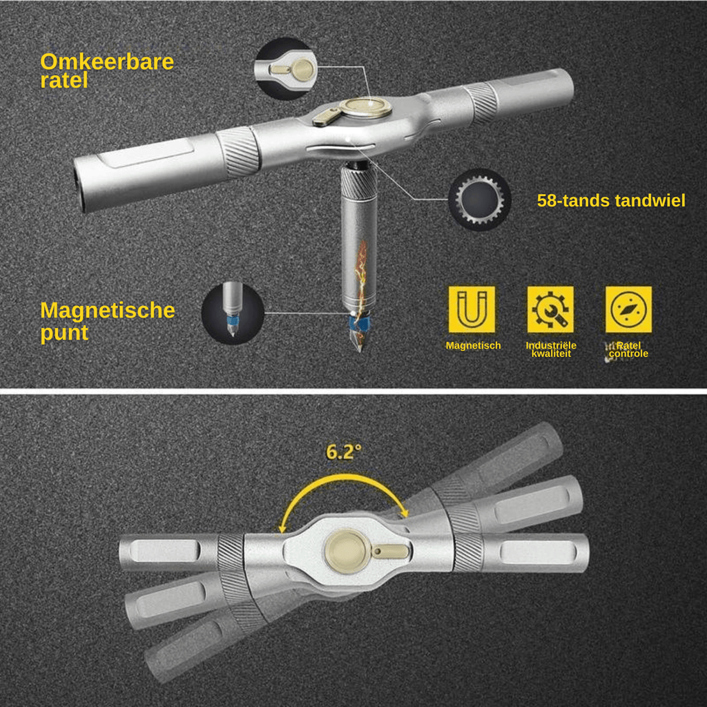 TorqMaster™ – Verstelbare T-Ratel Schroevendraaier