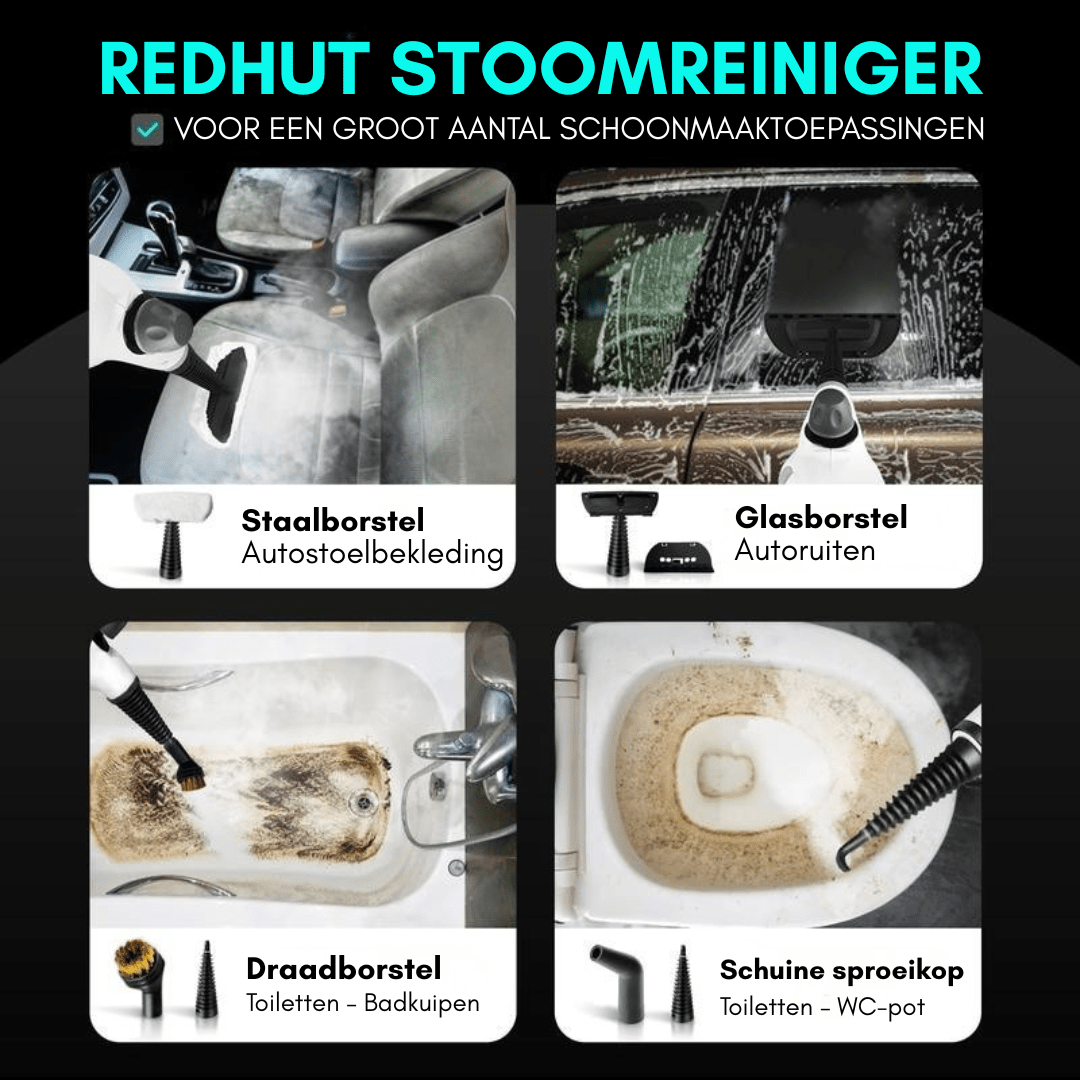 RedHut™ – Draagbare stoomreiniger met 12 opzetstukken voor keuken, badkamer & huishouden