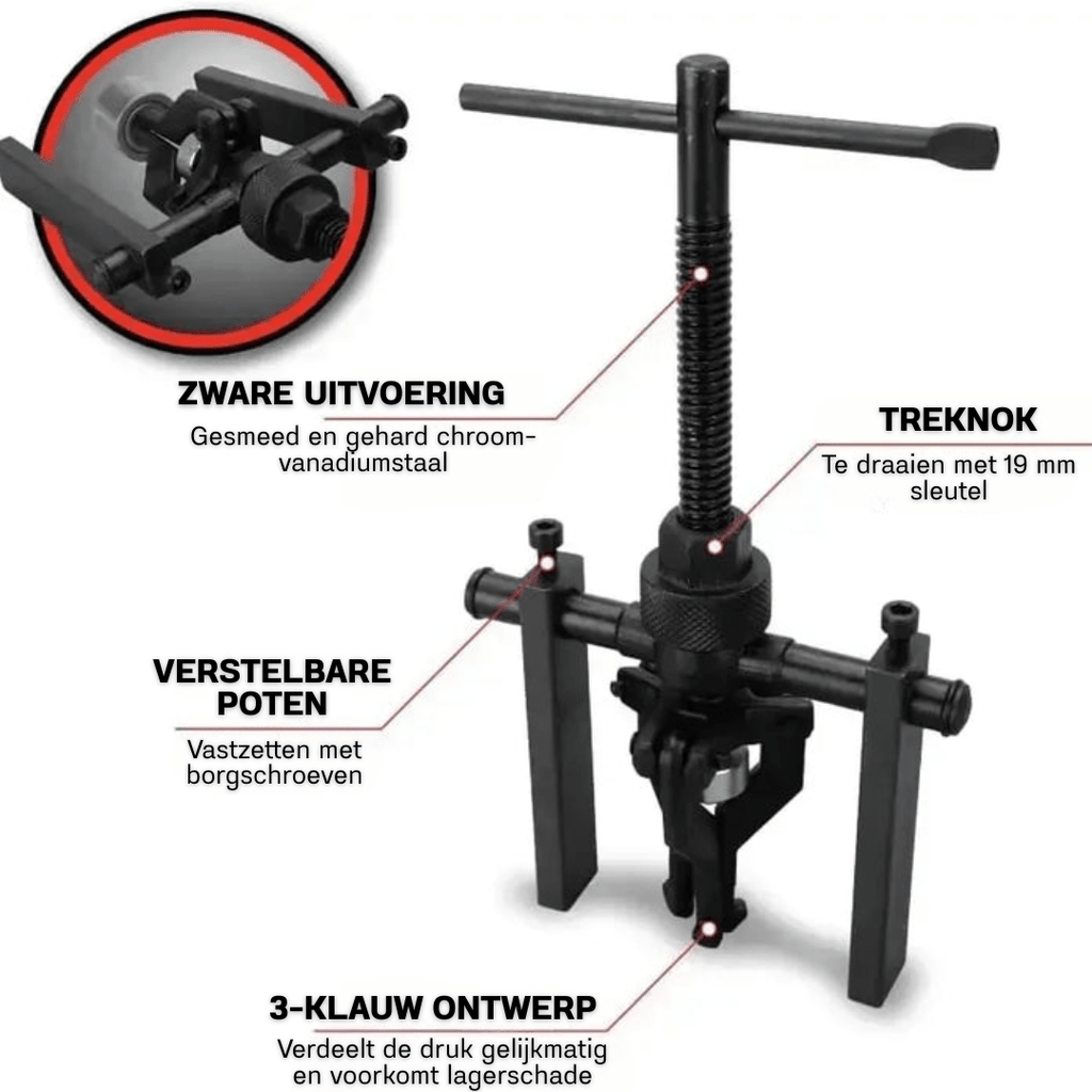 TriGrip Pro – Binnenlager Trekker met 3 Klauwen
