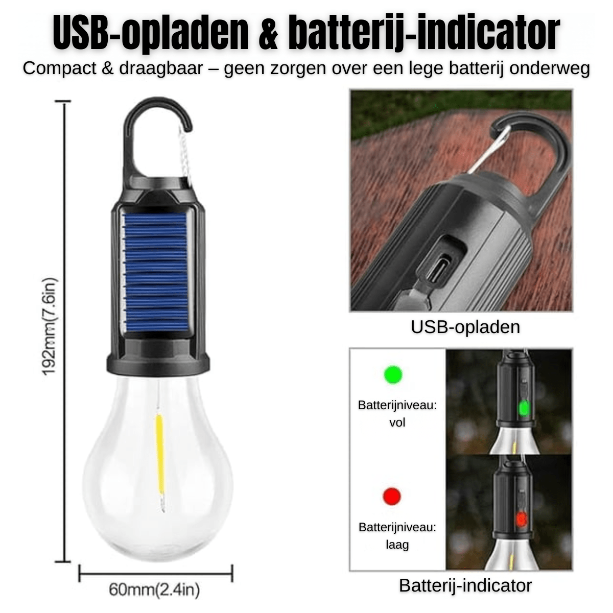 LumiCore™ – Solar- & USB-camping- en noodlamp