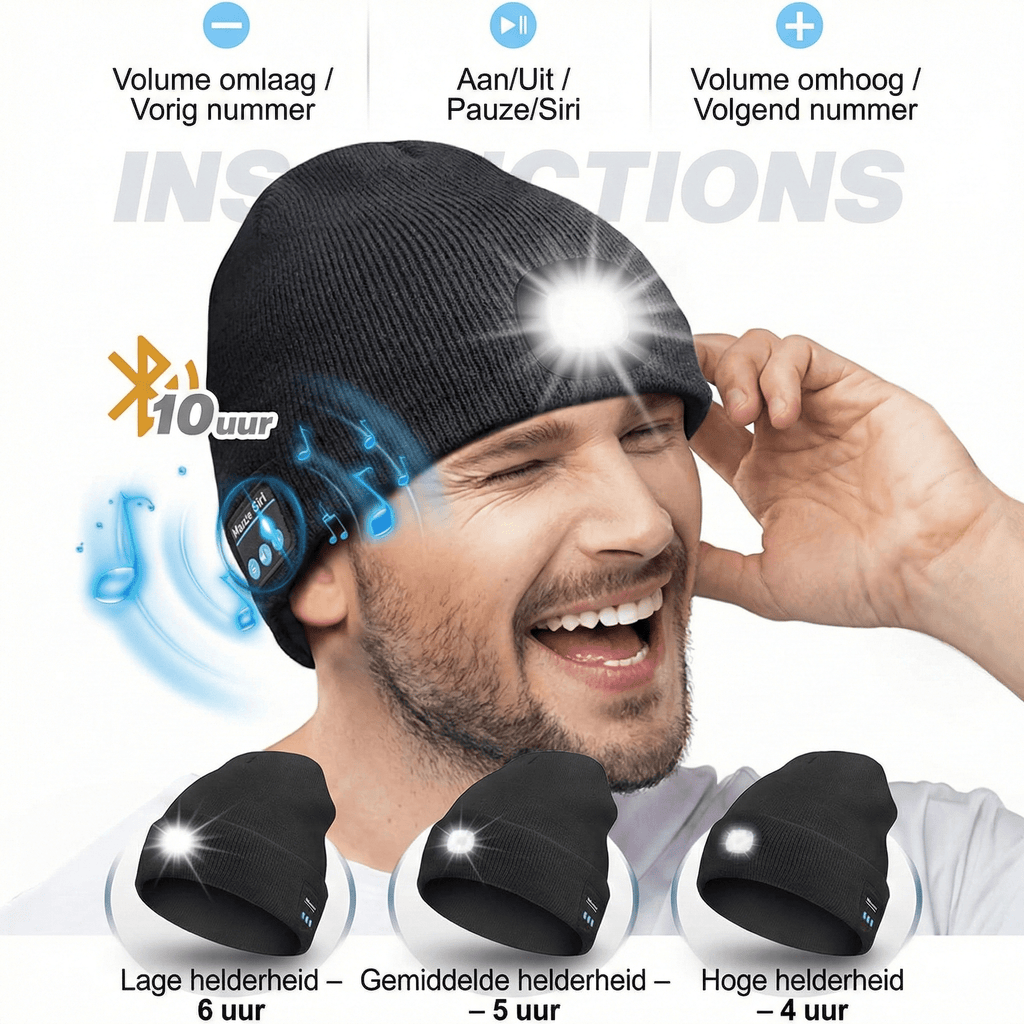 NightGuard™ – LED-muts met handsfree verlichting & Bluetooth