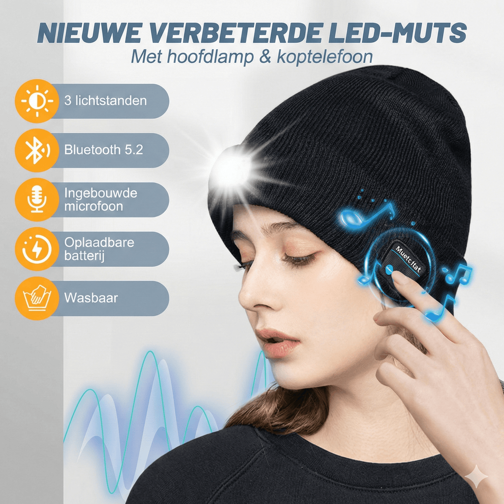 NightGuard™ – LED-muts met handsfree verlichting & Bluetooth