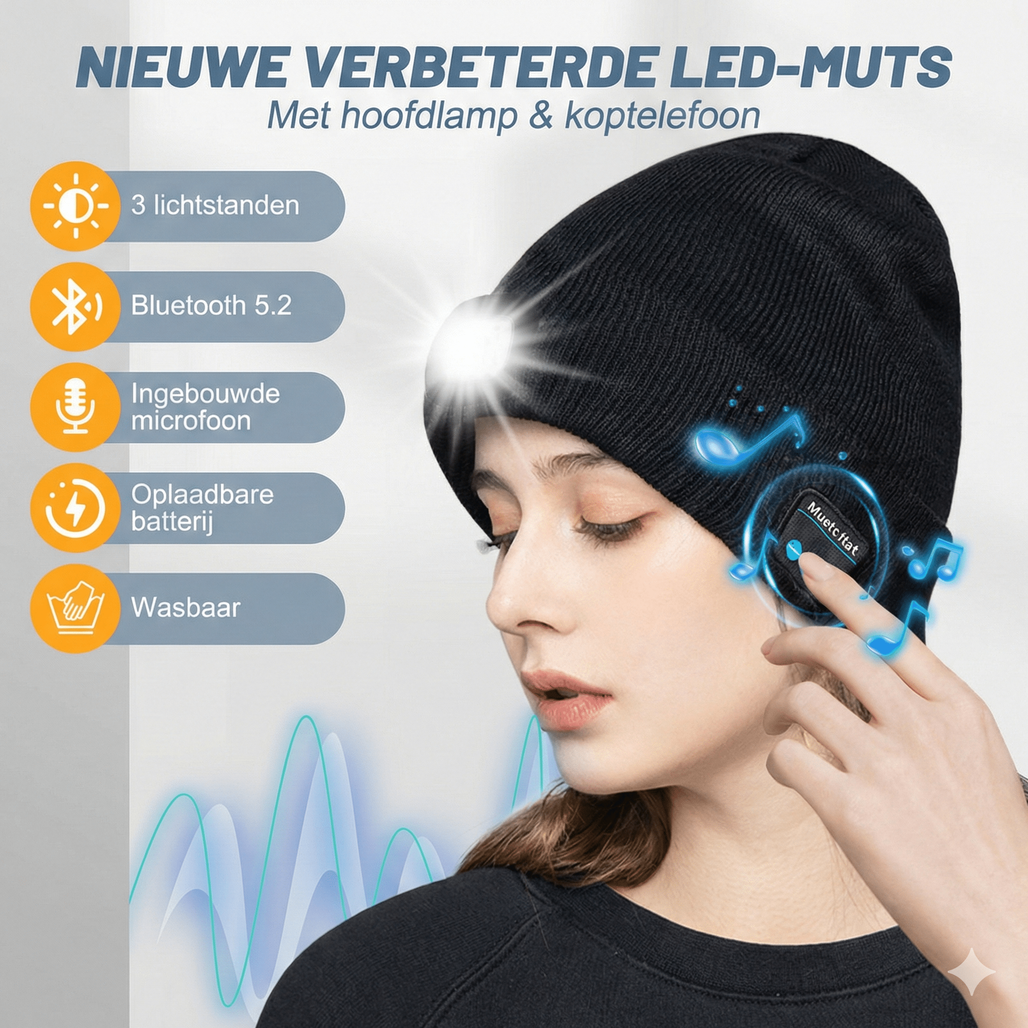 NightGuard™ – LED-muts met handsfree verlichting & Bluetooth