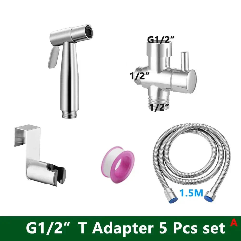 CleanJet™ – Handbidet Sproeikop-Set met Slang & T-Stuk