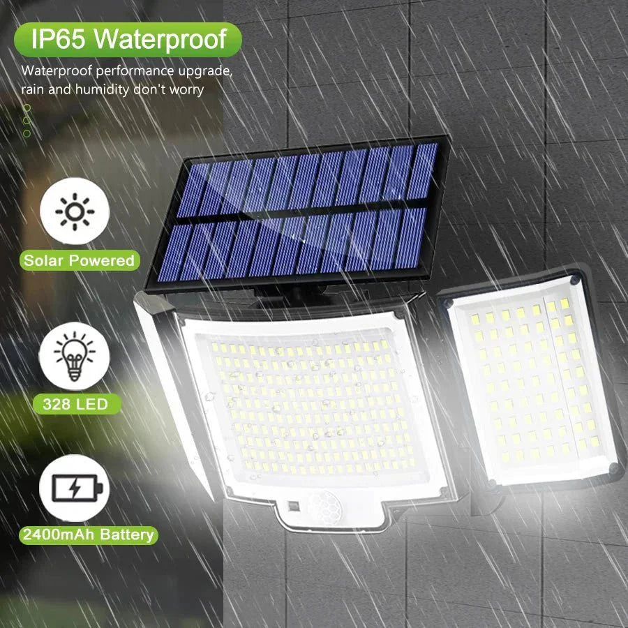 TriLux™ – Driedubbele Solarlamp met Bewegingssensor