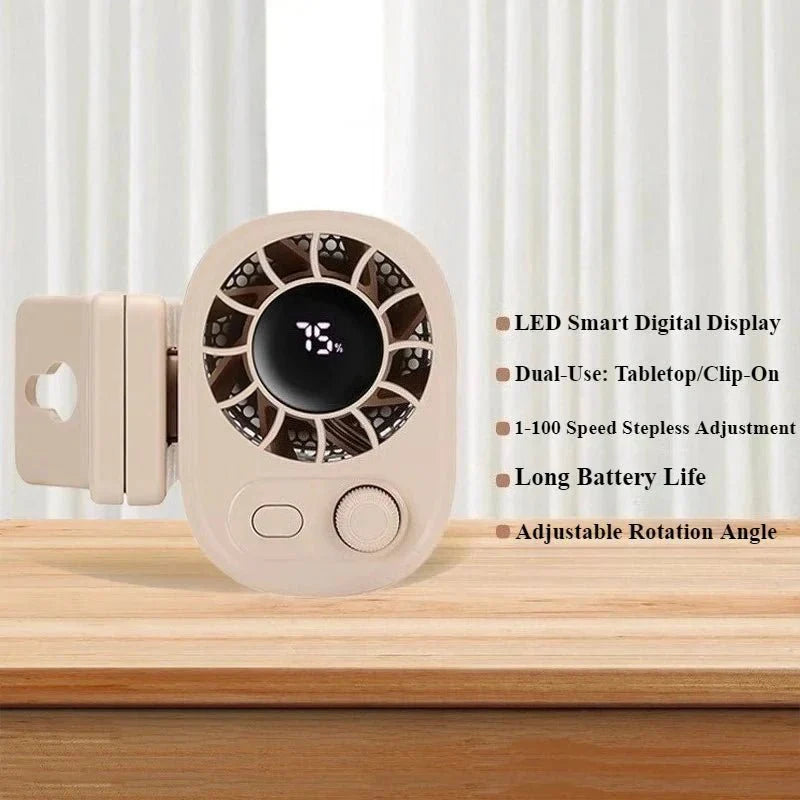 WindFlex™ – 360° USB-Ventilator met Clip & 100 Snelheden